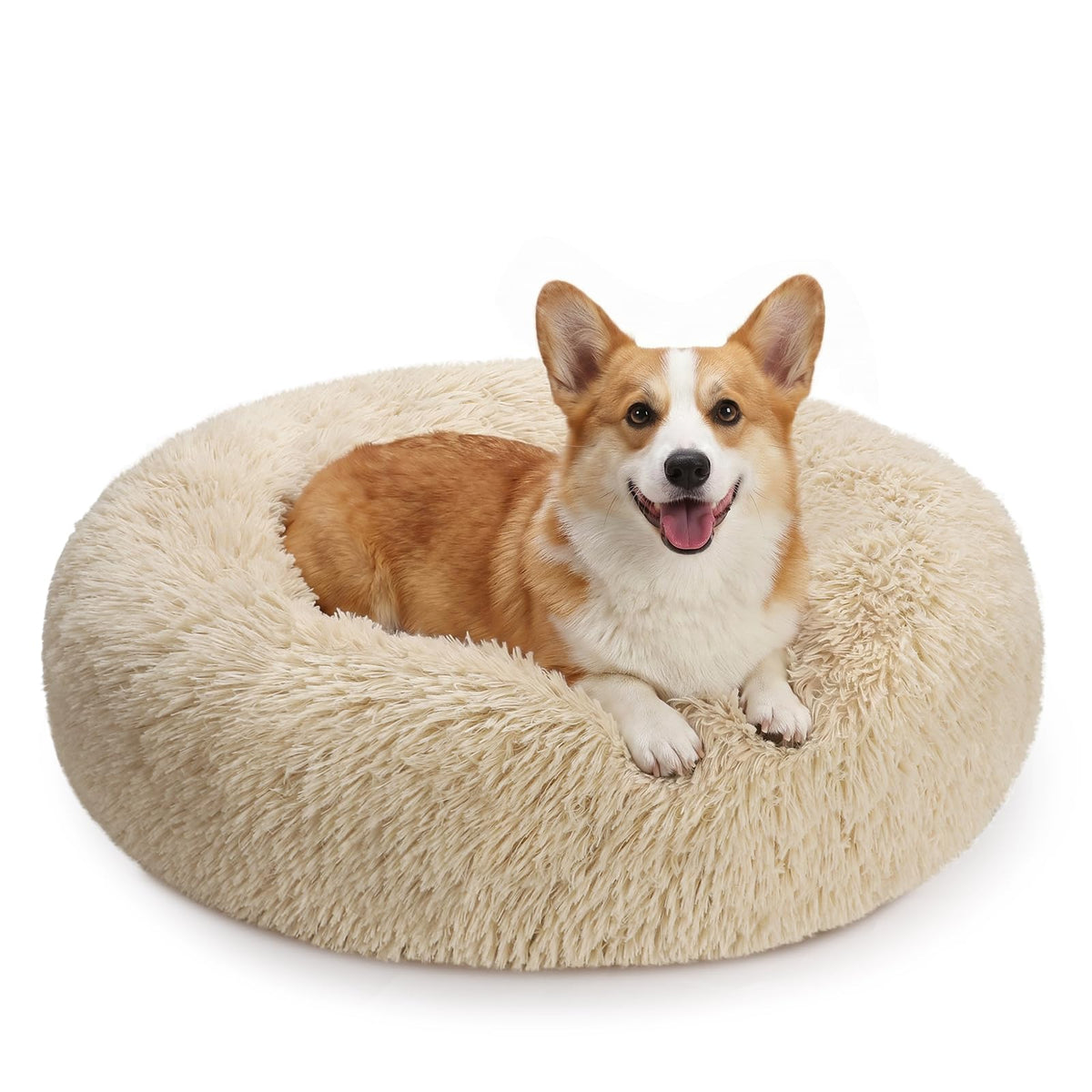 MIXJOY Orthopedic Dog Bed Comfortable Donut Cuddler Round Pet Beds Ultra Soft Washable Dog and Cat Cushion (20''/23''/30'') (23'', Brown)