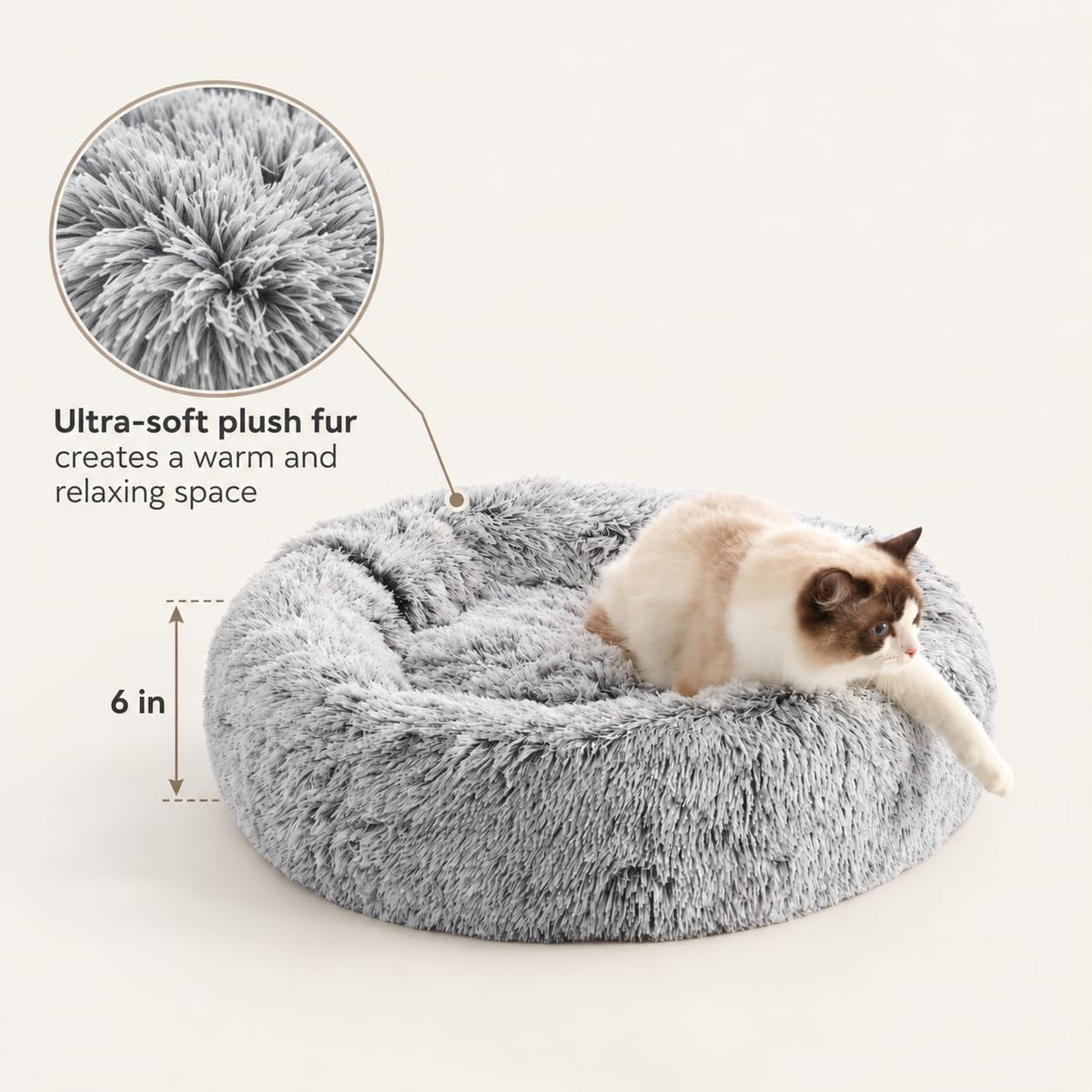 WESTERN HOME WH Calming Soft Round Dog &Cat Bed Small Dog Bed Washable,20"