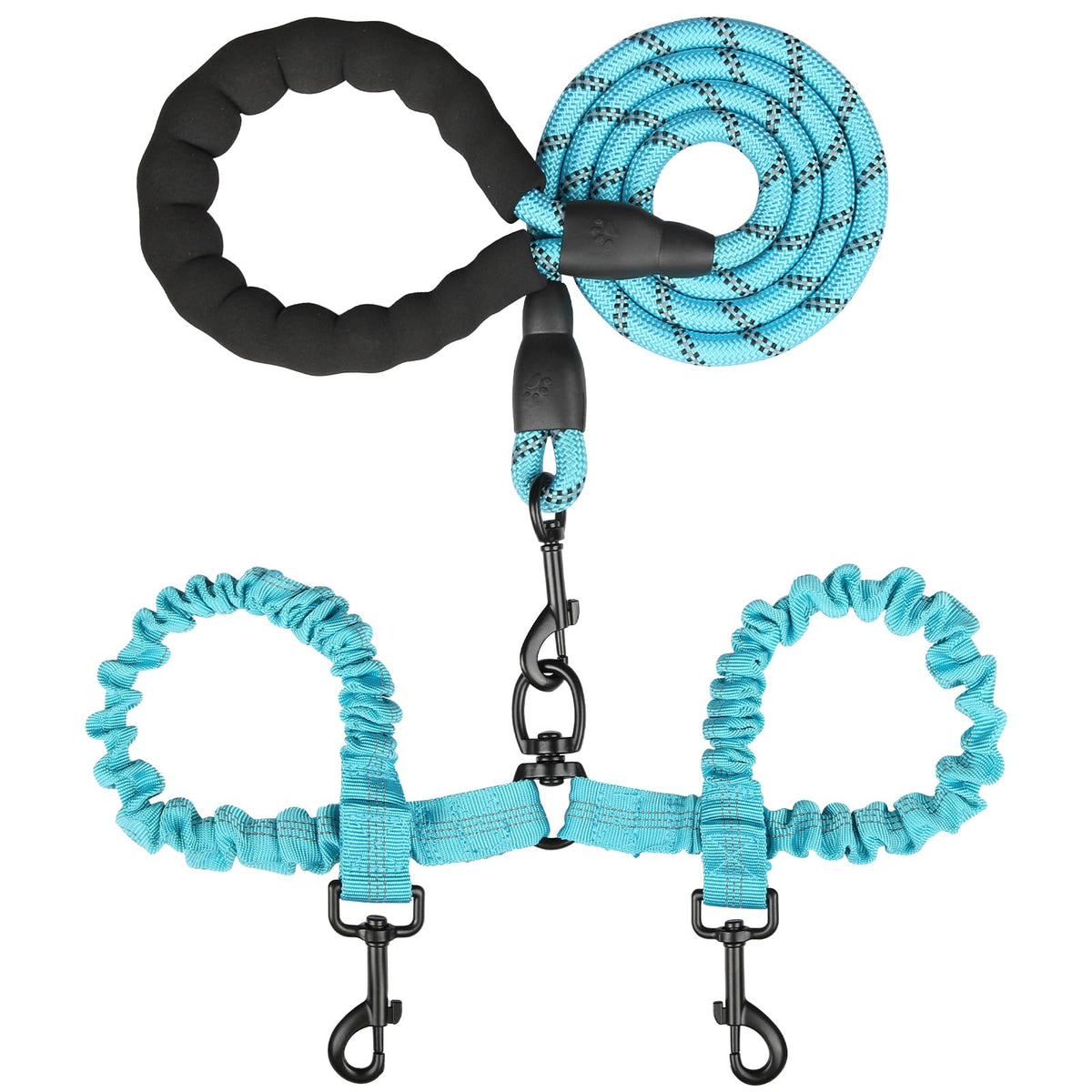 MingXpets Double Dog Leash,360° Swivel Tangle Free Bungee Walking Training