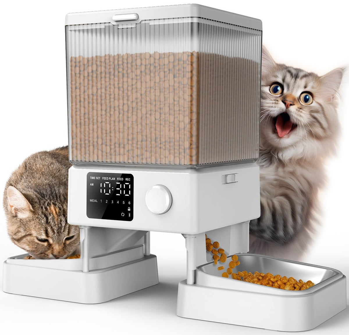 oneisall Automatic Cat Feeder for 2 Cats Pets, Timed Cat Food Dispenser