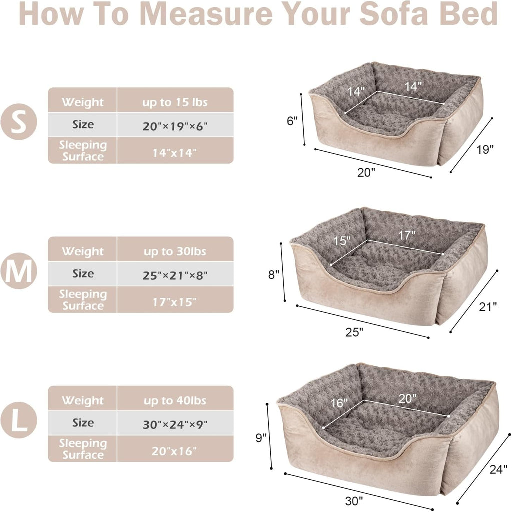 JOEJOY Rectangle Dog Bed for Large Medium Small Dogs - Washable Orthopedic Sofa Bed, Soft Breathable Puppy & Pet Cuddler, Durable Calming Dog Bed with Anti-Slip Bottom, Multiple Sizes, Beige