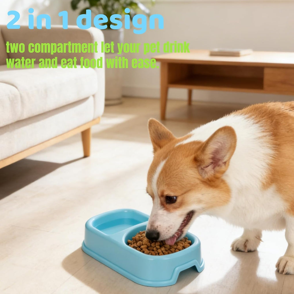 12 Pieces Plastic Double Cat Bowls, Dog Food Water Bowl Set