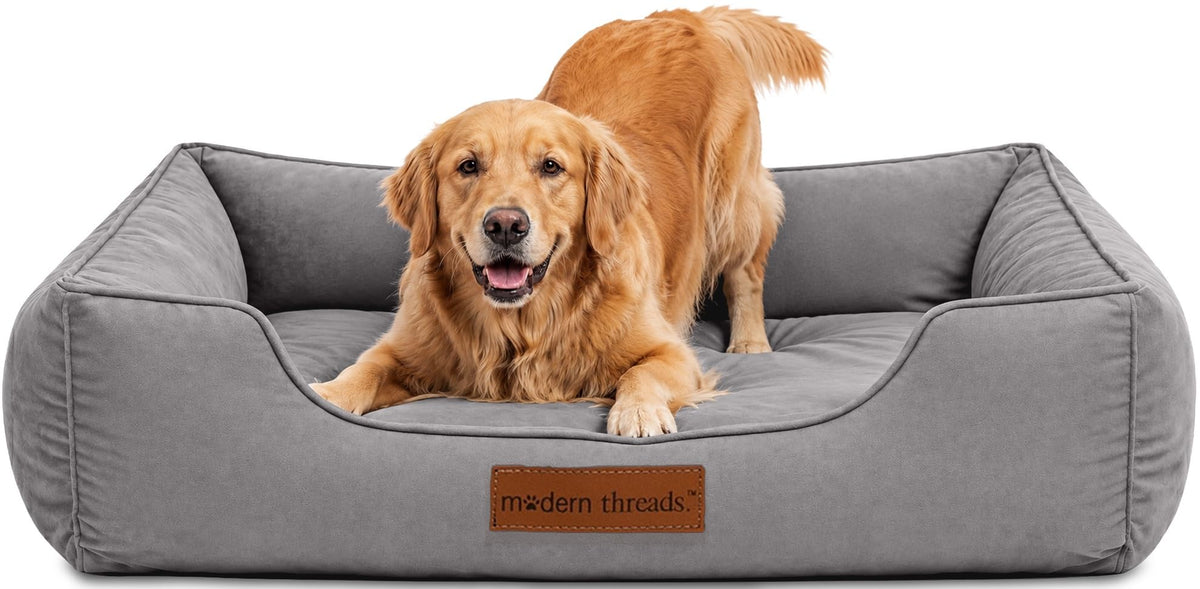 Modern Threads Luxury Dog Bed - Comfortable Tufted Velvet Cushion for Small to Large Dogs - Machine Washable - Durable & Cute Sleep Space for Pets - Pamper Your Pet with Cozy Beds - Rosewood