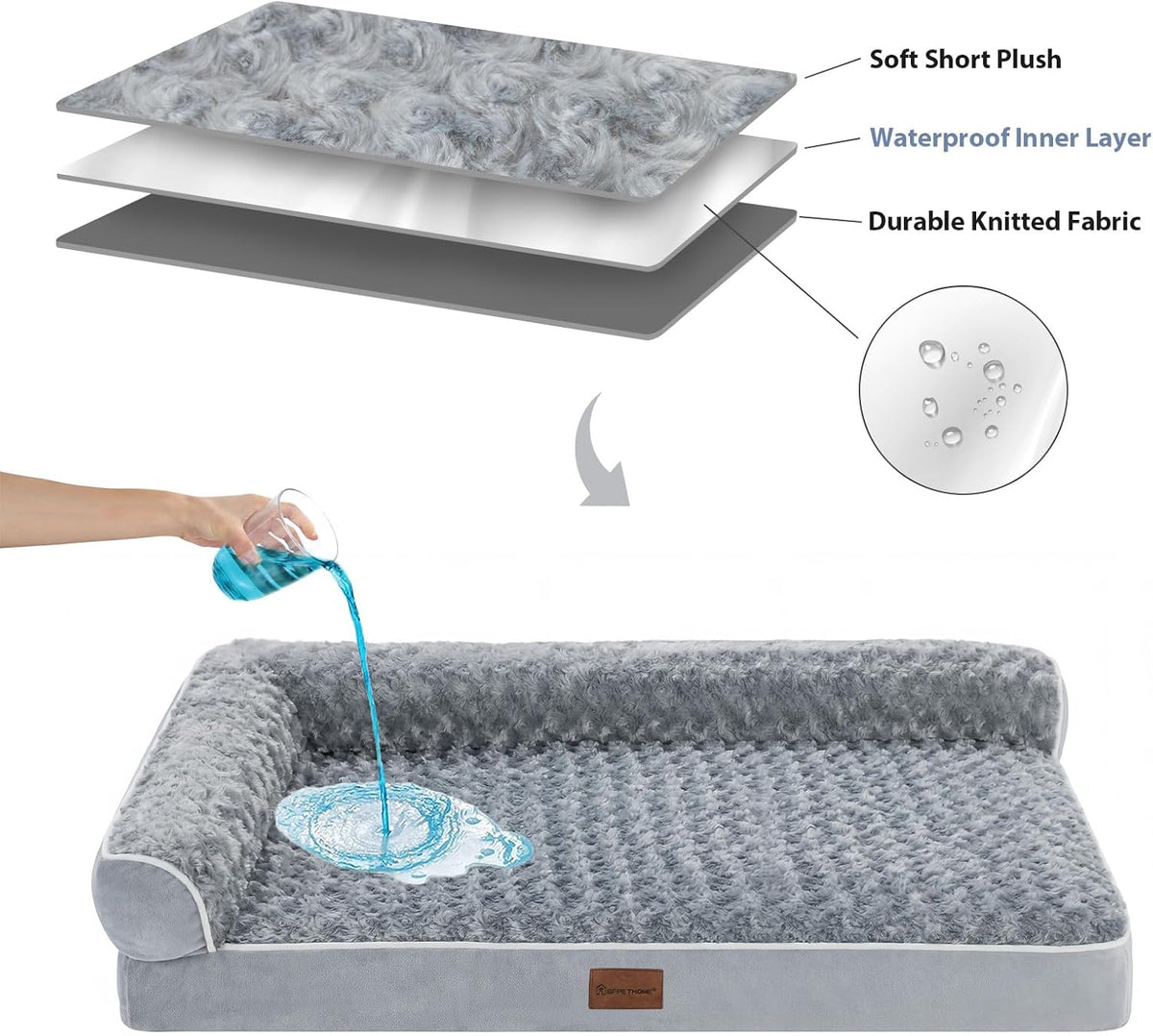 BFPETHOME Orthopedic Washable Dog Bed, Sleeping Couch for Large Senior Dogs