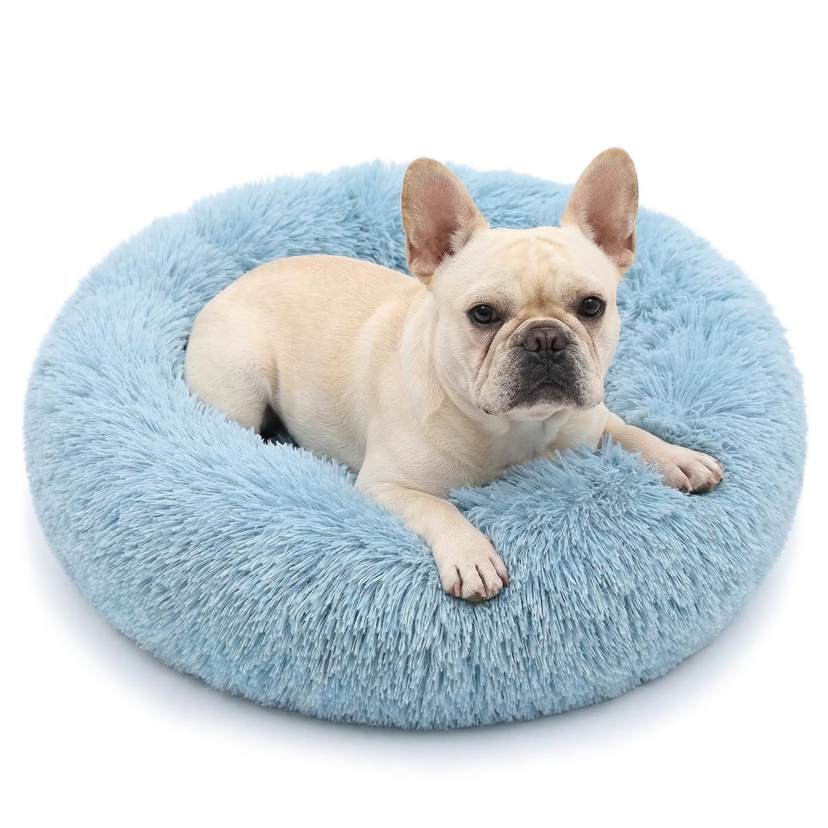 Small Calming Dogs Bed for Small Dogs Anti-Anxiety Machine Washable Fluffy Luxury Anti-Slip Waterproof Mute Base Warming Cozy Soft Pet Puppy Round Bed