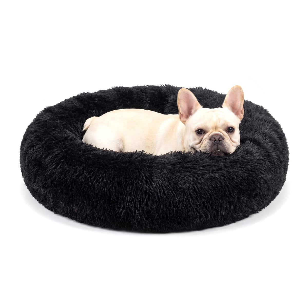 Small Calming Dogs Bed for Small Dogs Anti-Anxiety Machine Washable Fluffy Luxury Anti-Slip Waterproof Mute Base Warming Cozy Soft Pet Puppy Round Bed