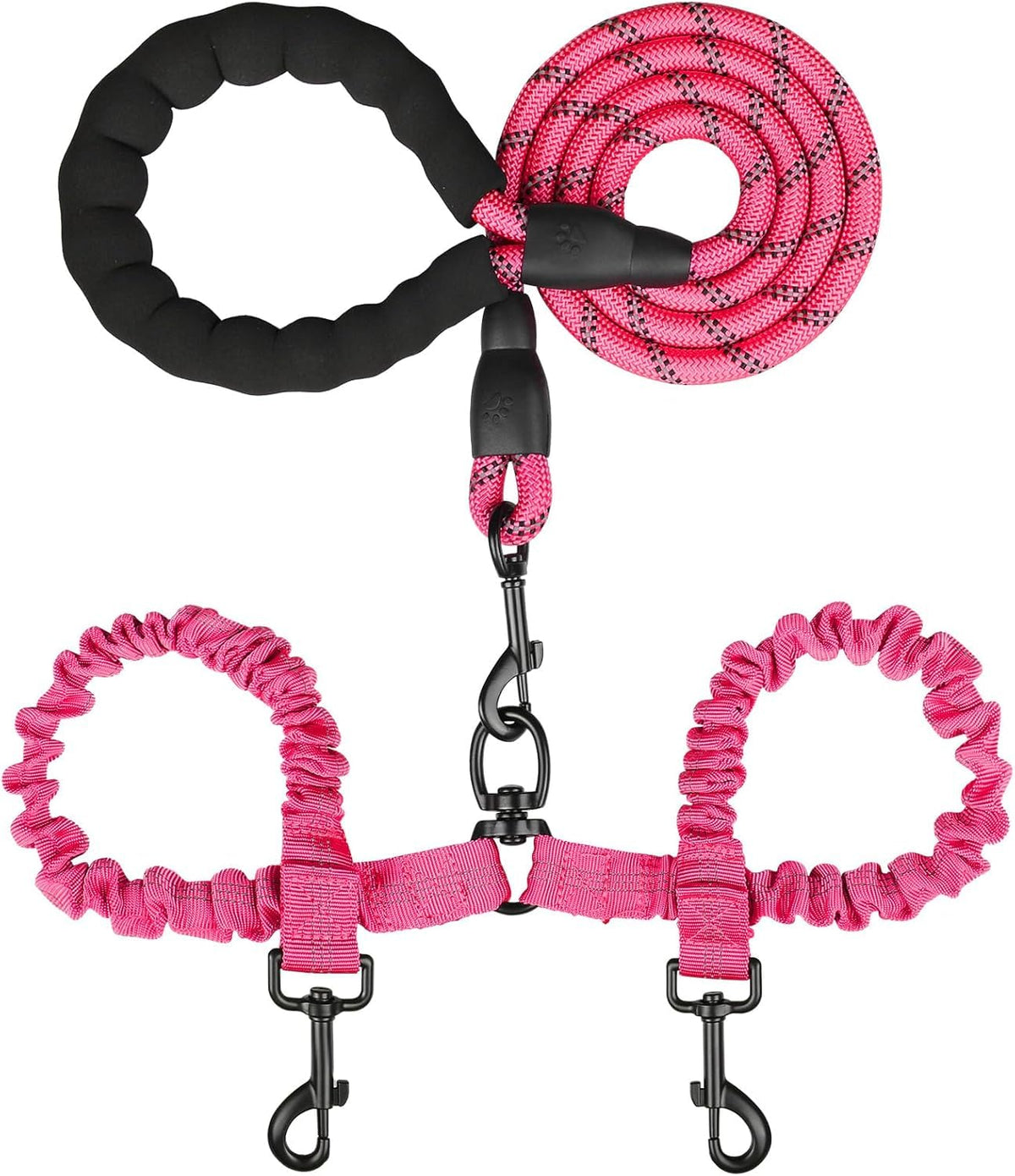 MingXpets Double Dog Leash,360° Swivel Tangle Free Bungee Walking Training