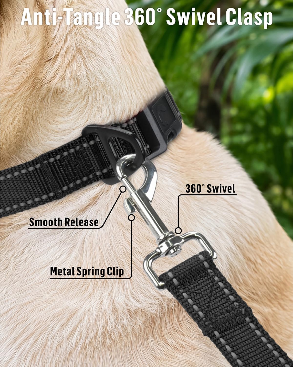 FunTags Reflective Nylon Dog Leash for Medium & Large Dogs, 6FT for Walks