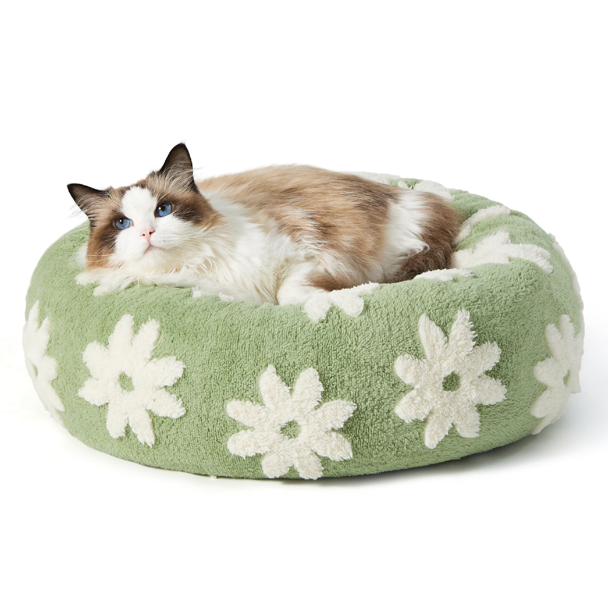 LE SURE Shown on TV Jacquard Donut Dog Beds Large Sized Dog,Green 36x36x8in