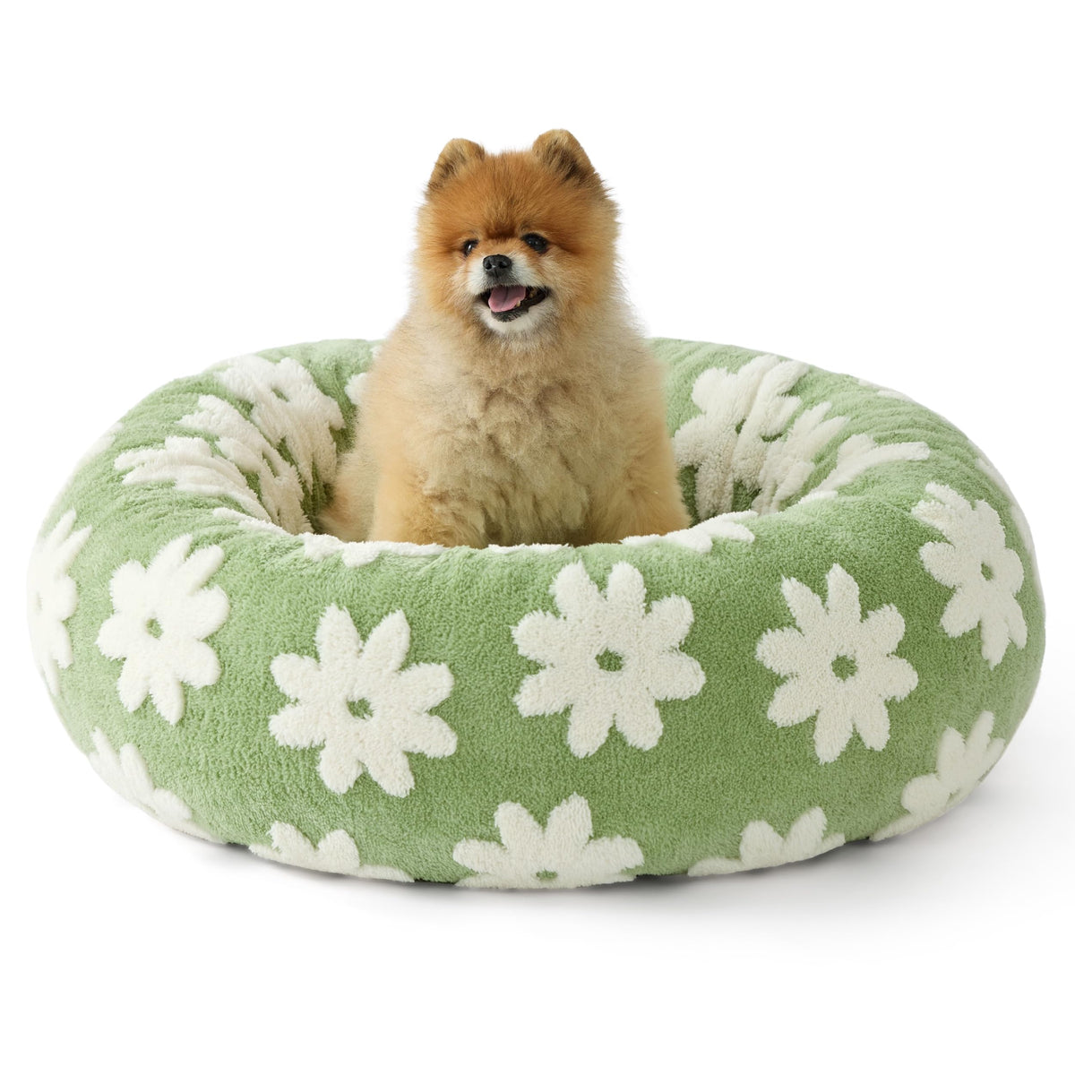 LE SURE Shown on TV Jacquard Donut Dog Beds Large Sized Dog,Green 36x36x8in