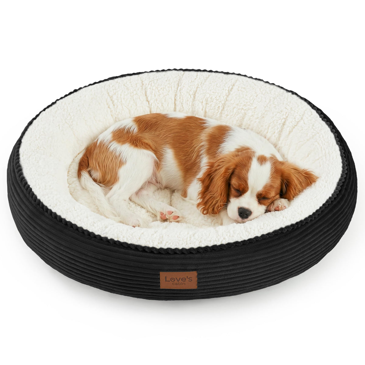 Love's cabin Round Donut Cat and Dog Cushion Bed, 20in Pet Bed for Cats or Small Dogs, Anti-Slip & Water-Resistant Bottom, Soft Durable Fabric Pet beds, Washable Luxury Cat Dog Bed Lavender Stripe
