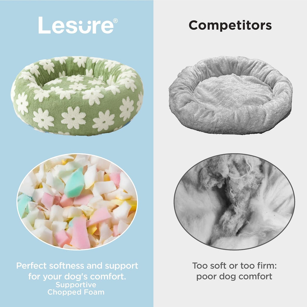 LE SURE Shown on TV Jacquard Donut Dog Beds Large Sized Dog,Green 36x36x8in