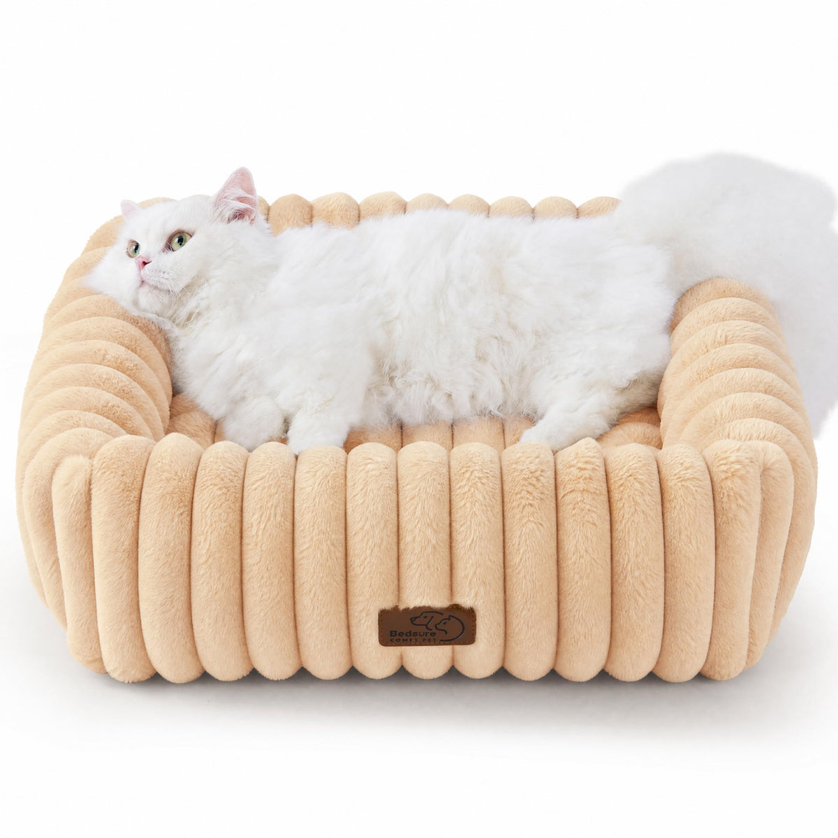 Bedsure ComfyFleece® Cute Dog Bed for Small Medium Dogs Washable,25in Cream