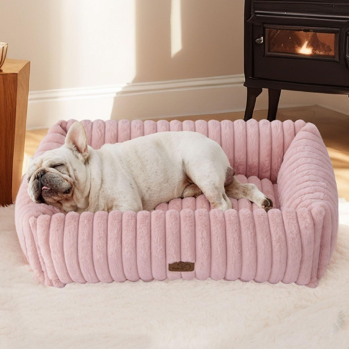 Bedsure ComfyFleece® Cute Dog Bed for Small Medium Dogs Washable,25in Cream