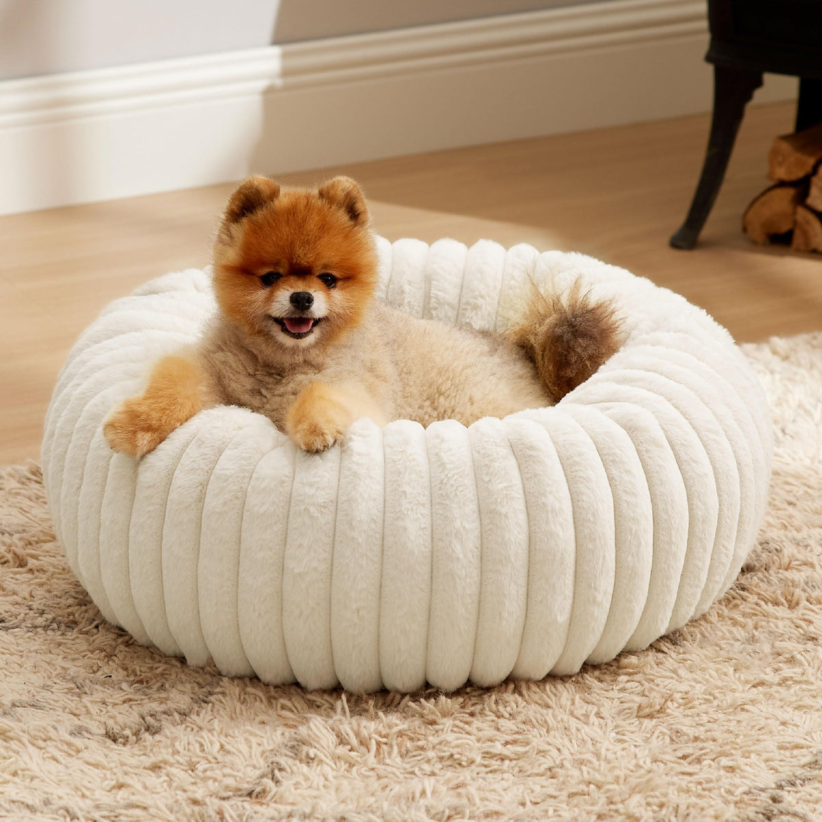 Bedsure ComfyFleece® Donut Dog Bed Medium Size Dog with Washable Cover
