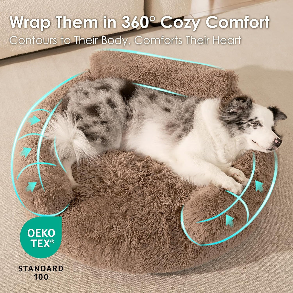 EHEYCIGA 23" Calming Donut Dog Bed for Small Dog & Cat Washable Pet Couch