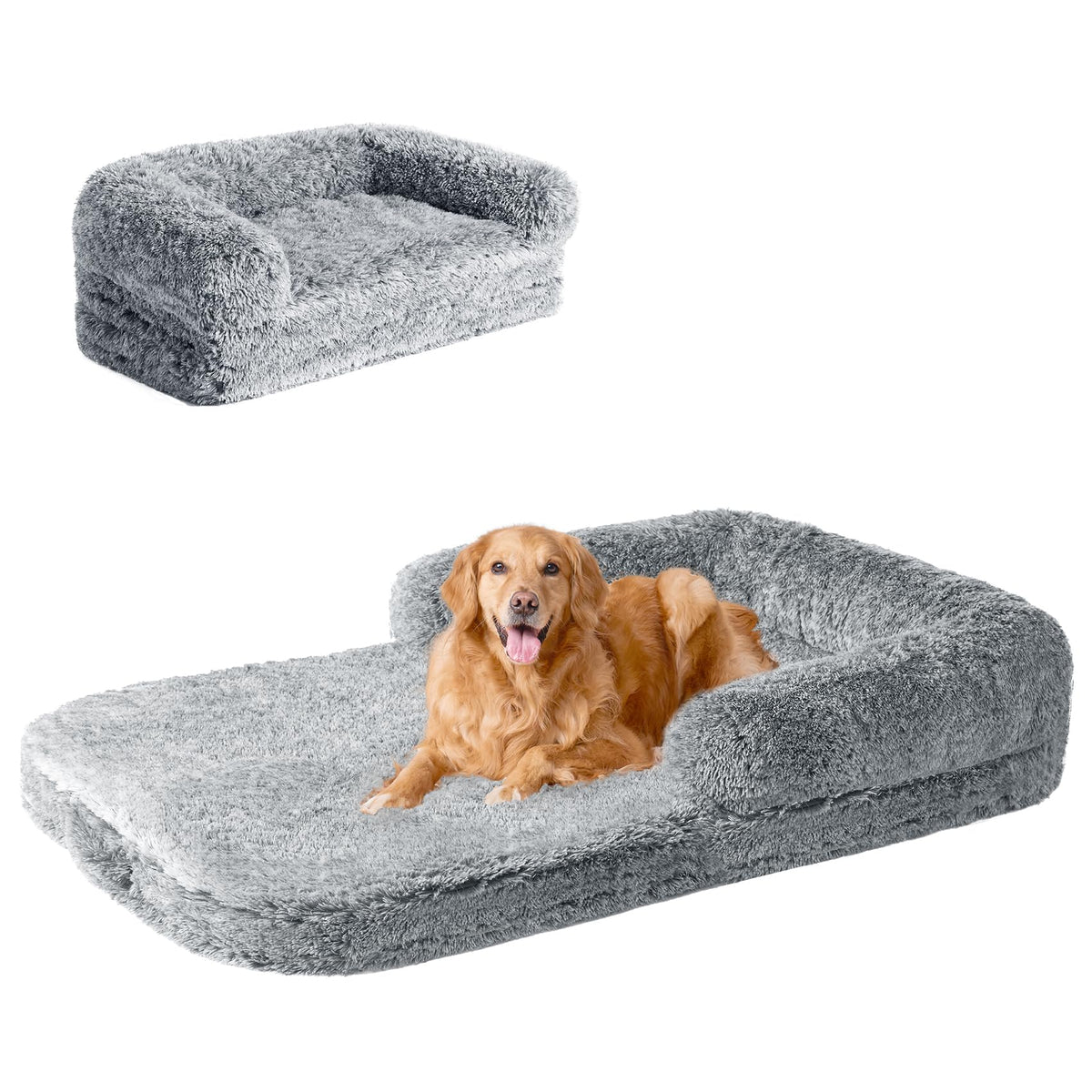 EHEYCIGA Orthopedic Foldable Human Dog Bed - 72x44x11, Grey