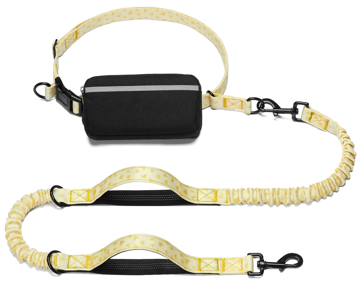 iYoShop Hands Free Dog Leash with Zipper Pouch, Large, 25-120 lbs, Black
