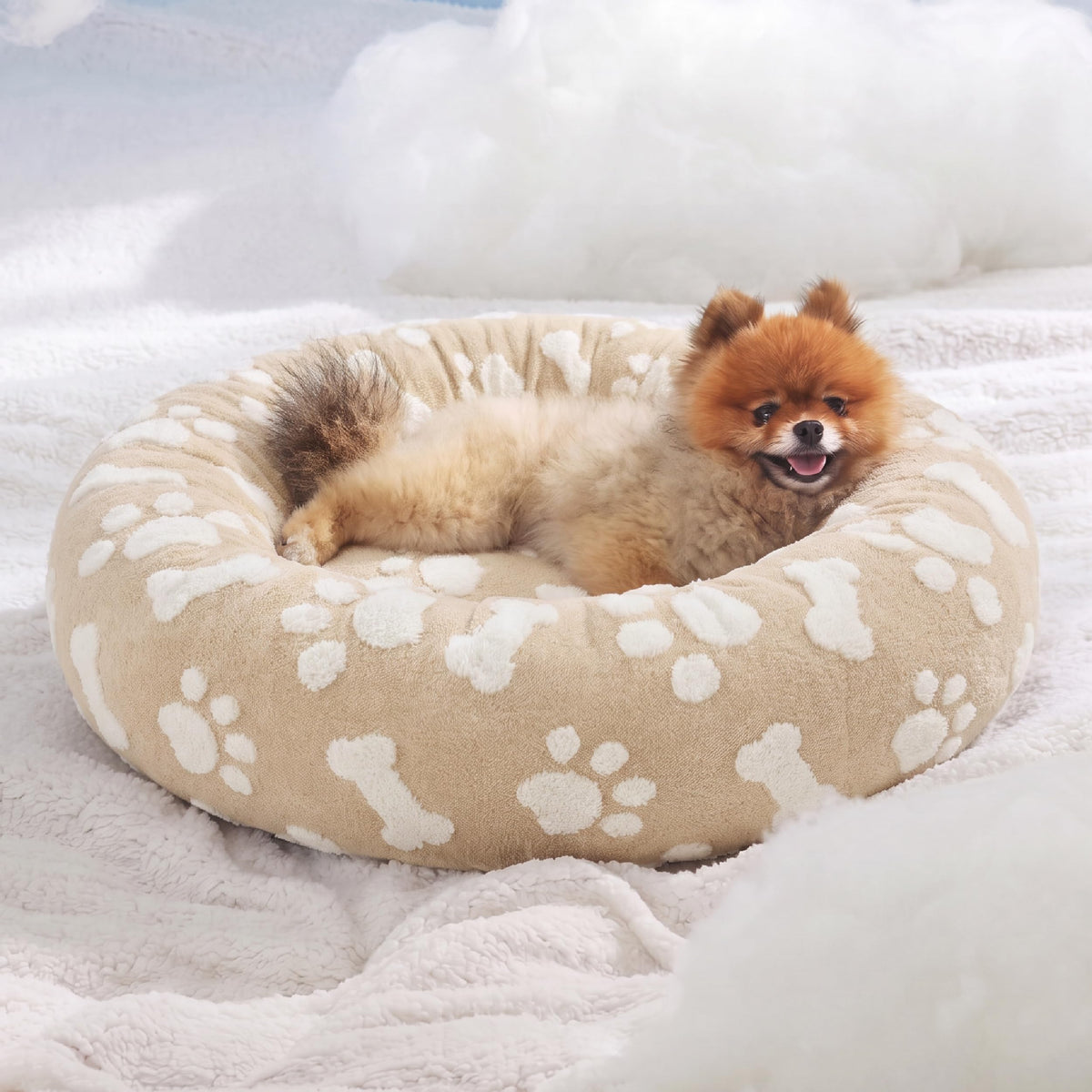 LE SURE Shown on TV Jacquard Donut Dog Beds Large Sized Dog,Green 36x36x8in