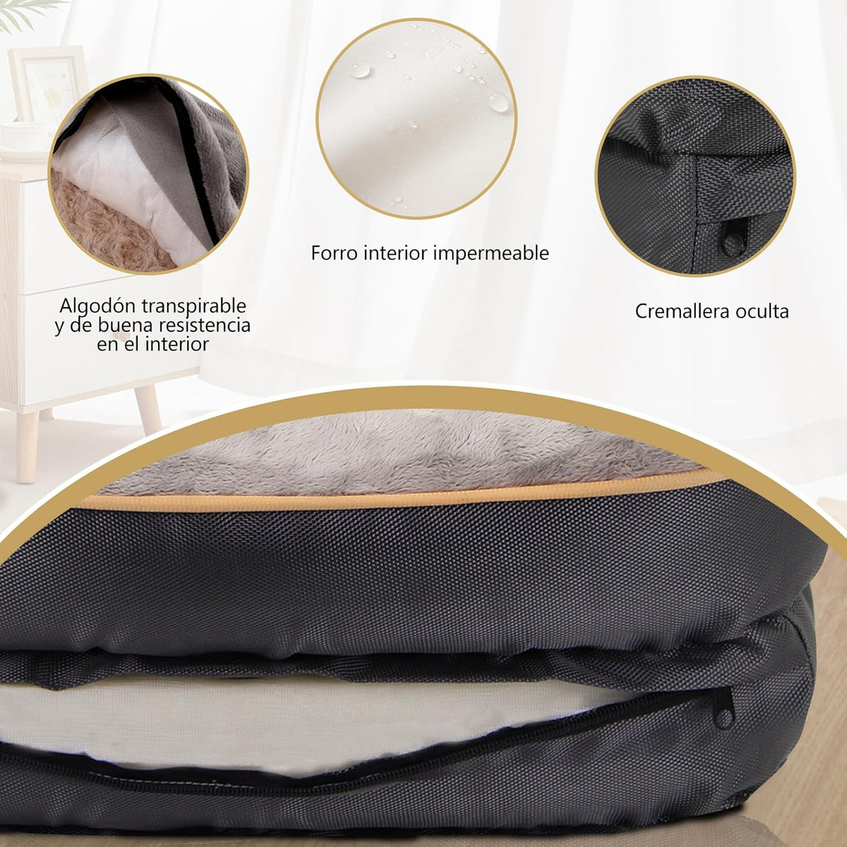 JOYELF Medium Memory Foam Dog Bed Orthopedic Dog Bed & Sofa with Removable Washable Cover and Squeaker Toy as Gift