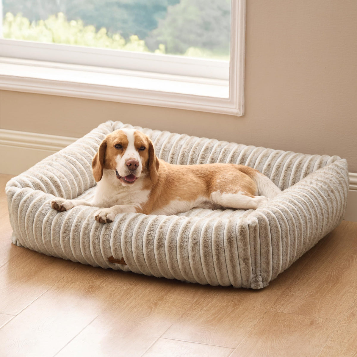 Bedsure ComfyFleece® Cute Dog Bed for Small Medium Dogs Washable,25in Cream