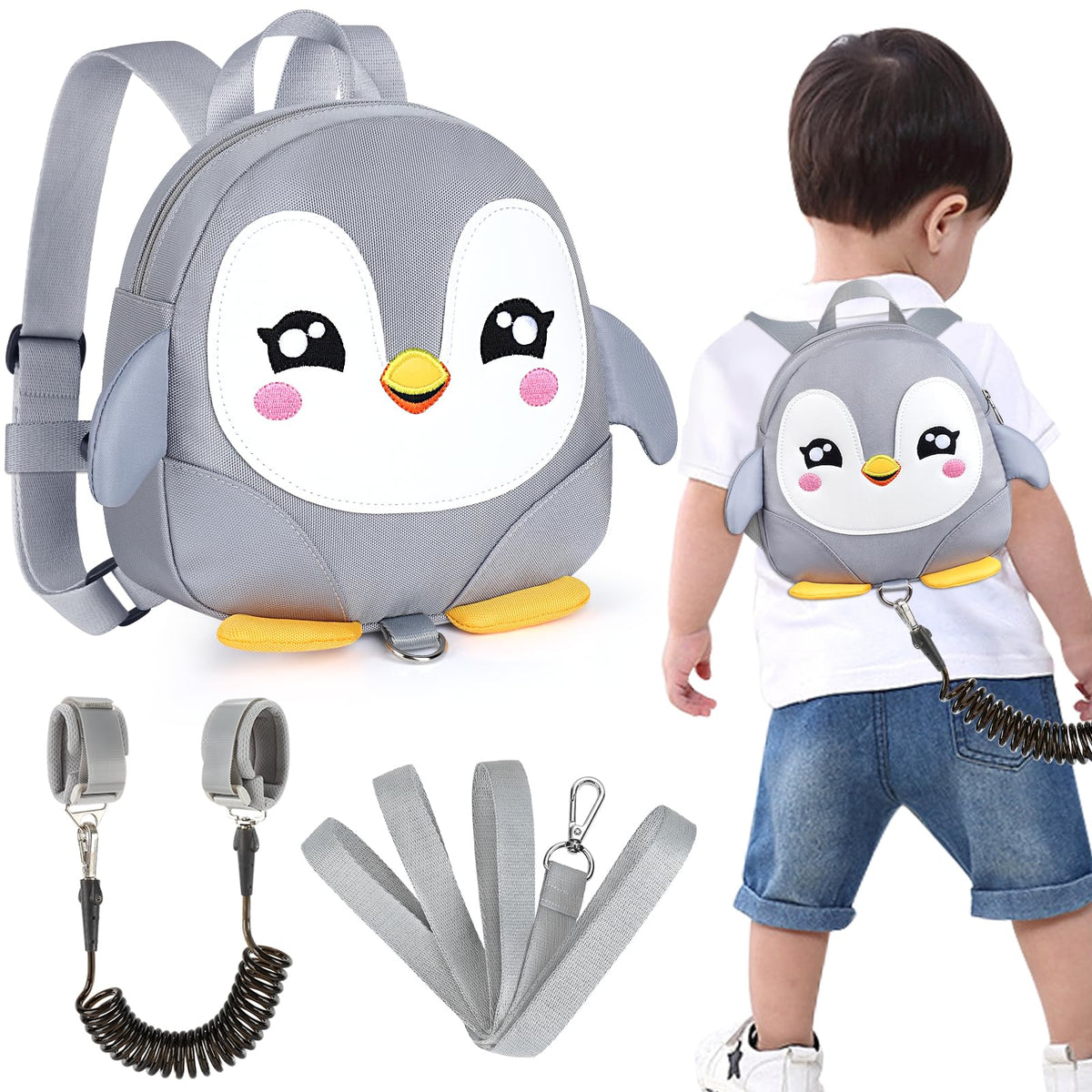 Accmor Toddler Harness Backpack Leash, Cute Dinosaur Backpacks with Anti Lost Wrist Link, Cute Mini Child Backpack Wristband Tether Strap and Protection Leashes for Boys Girls Aged 1-3 Years