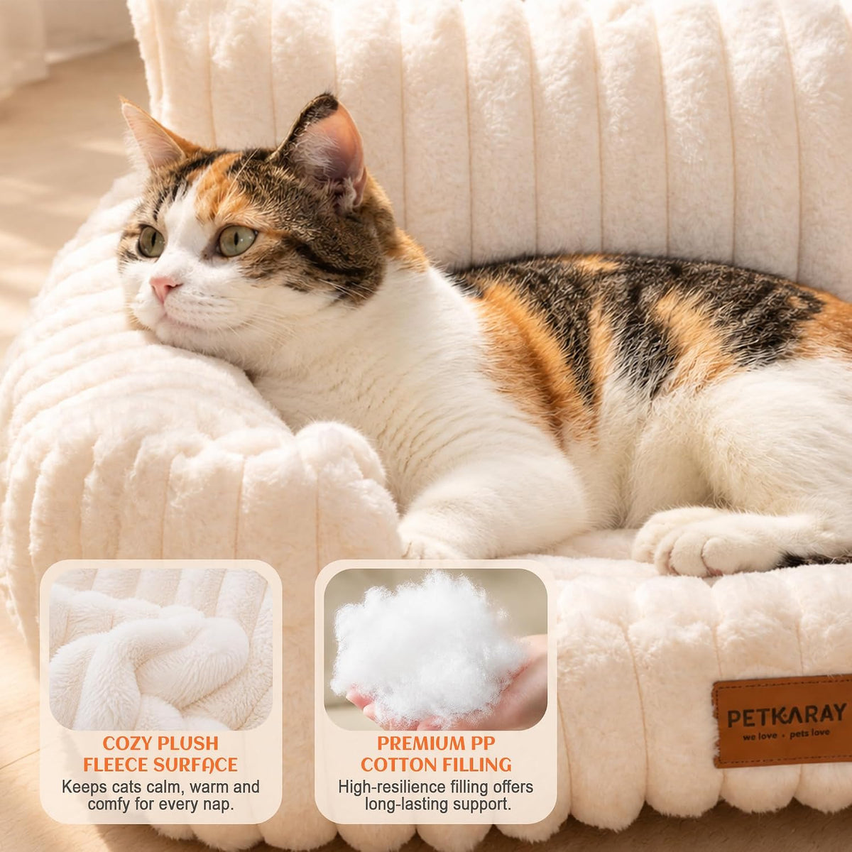 PETKARAY Cat Couch Bed, 24'' Soft Sofa for Indoor Cats, Machine Washable