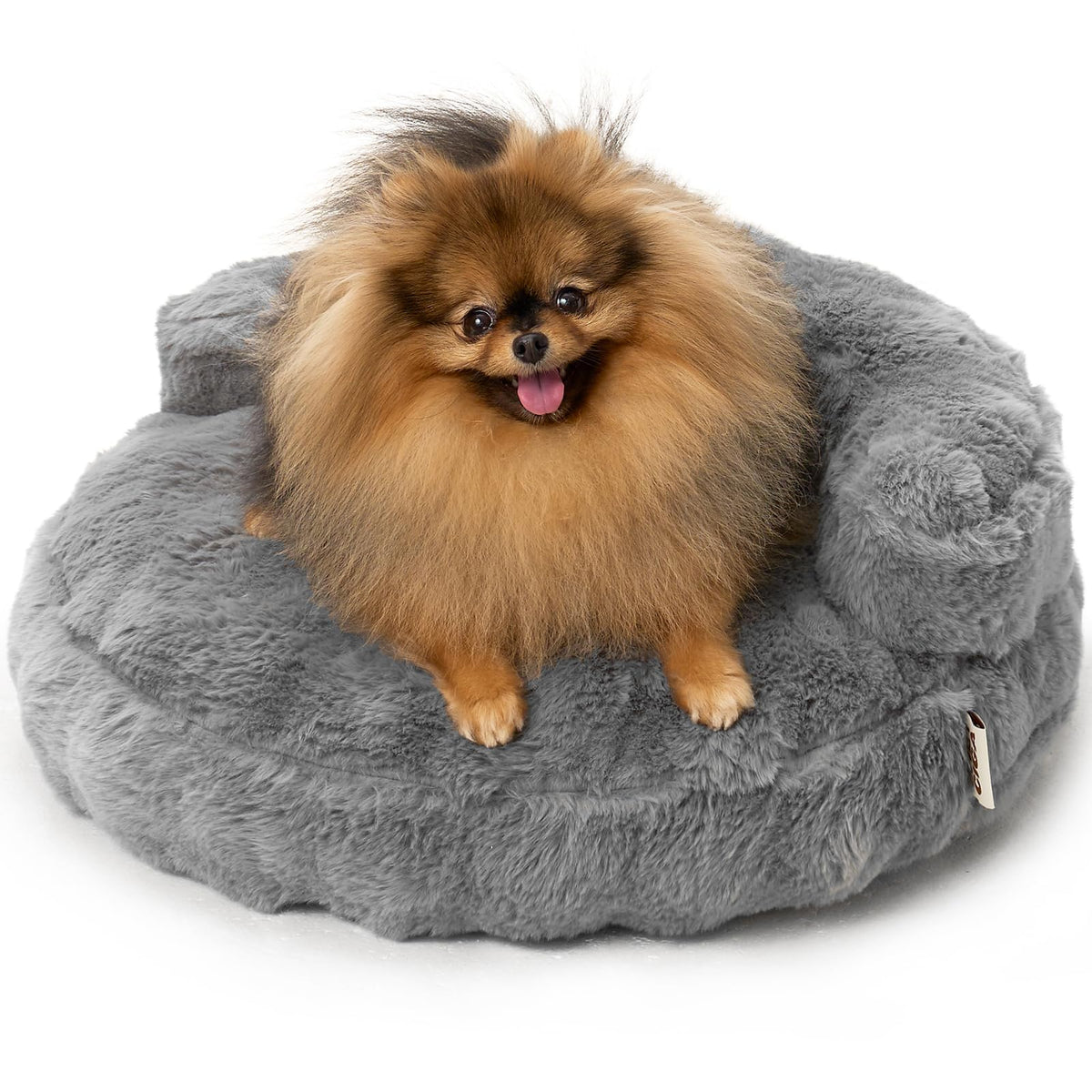 EHEYCIGA Dog Bed Medium Size Dog, Fluffy Small Dog Couch with Removable Washable Cover, Bolster Pet Sofa, Waterproof and Non-Slip, 30" x 30"x 8.5", Cream