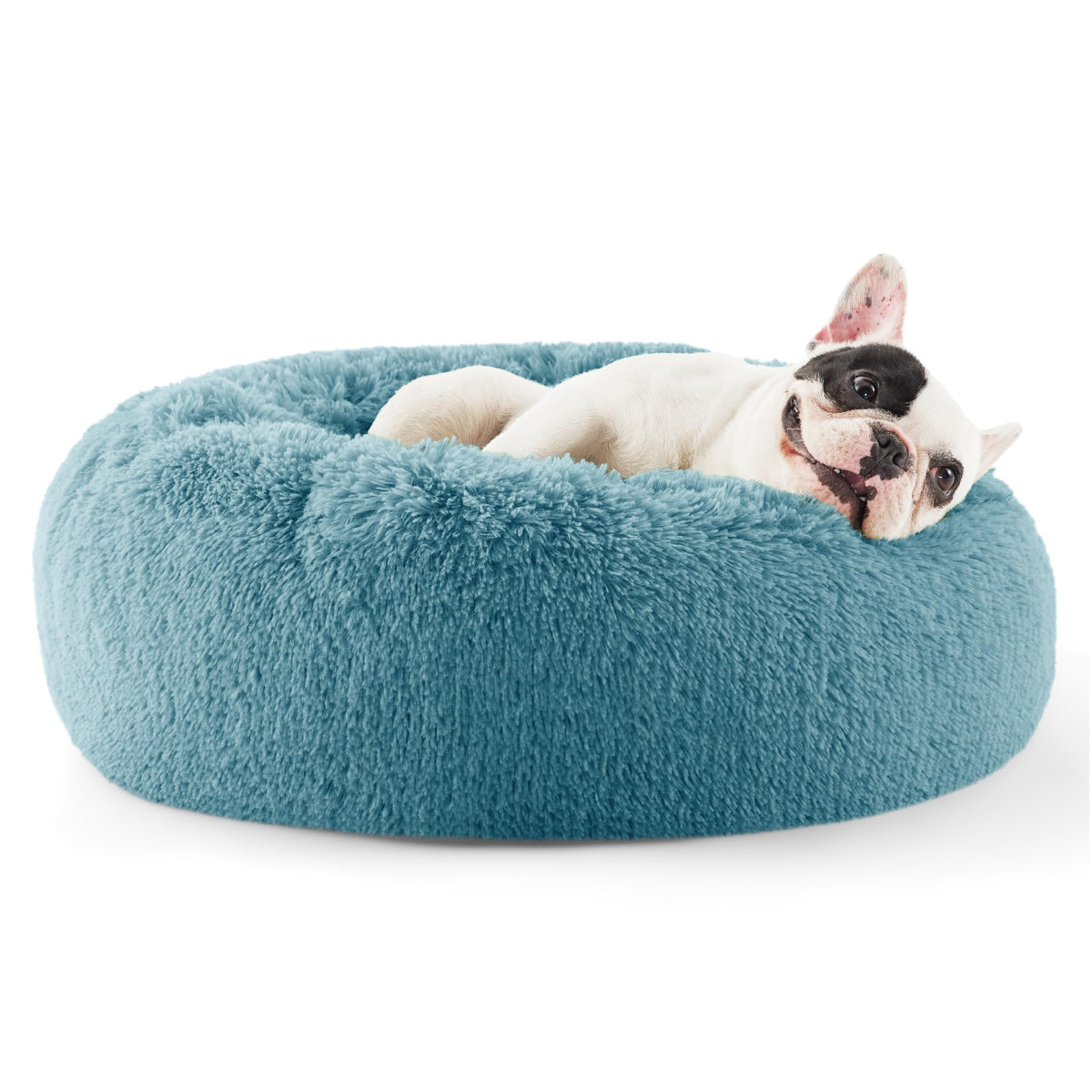 Bedsure Calming Cat Beds Donut Round Washable Kitten Bed,20 inches Camel