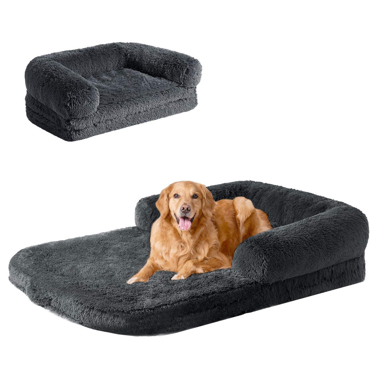EHEYCIGA Orthopedic Foldable Human Dog Bed - 72x44x11, Grey