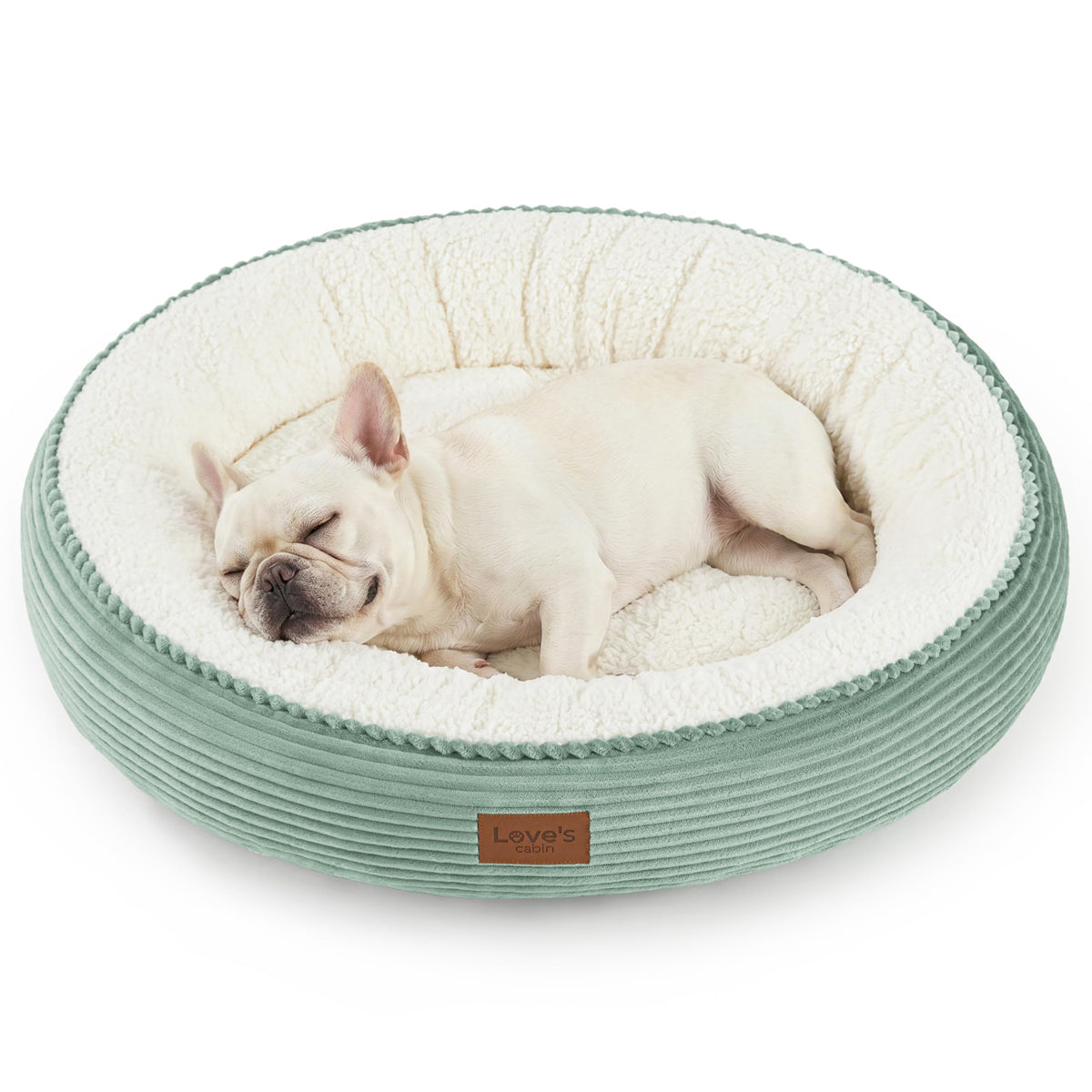 Love's cabin Round Donut Cat and Dog Cushion Bed, 20in Pet Bed for Cats or Small Dogs, Anti-Slip & Water-Resistant Bottom, Soft Durable Fabric Pet beds, Washable Luxury Cat Dog Bed Lavender Stripe