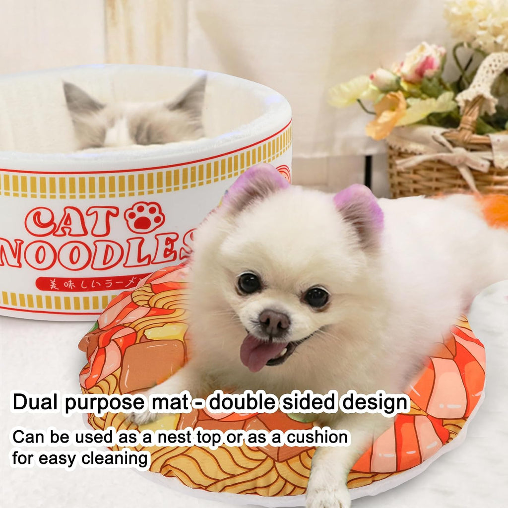 寵幸 Ramen Noodle Cat Bed, Soft Warm Washable for Cats Dogs