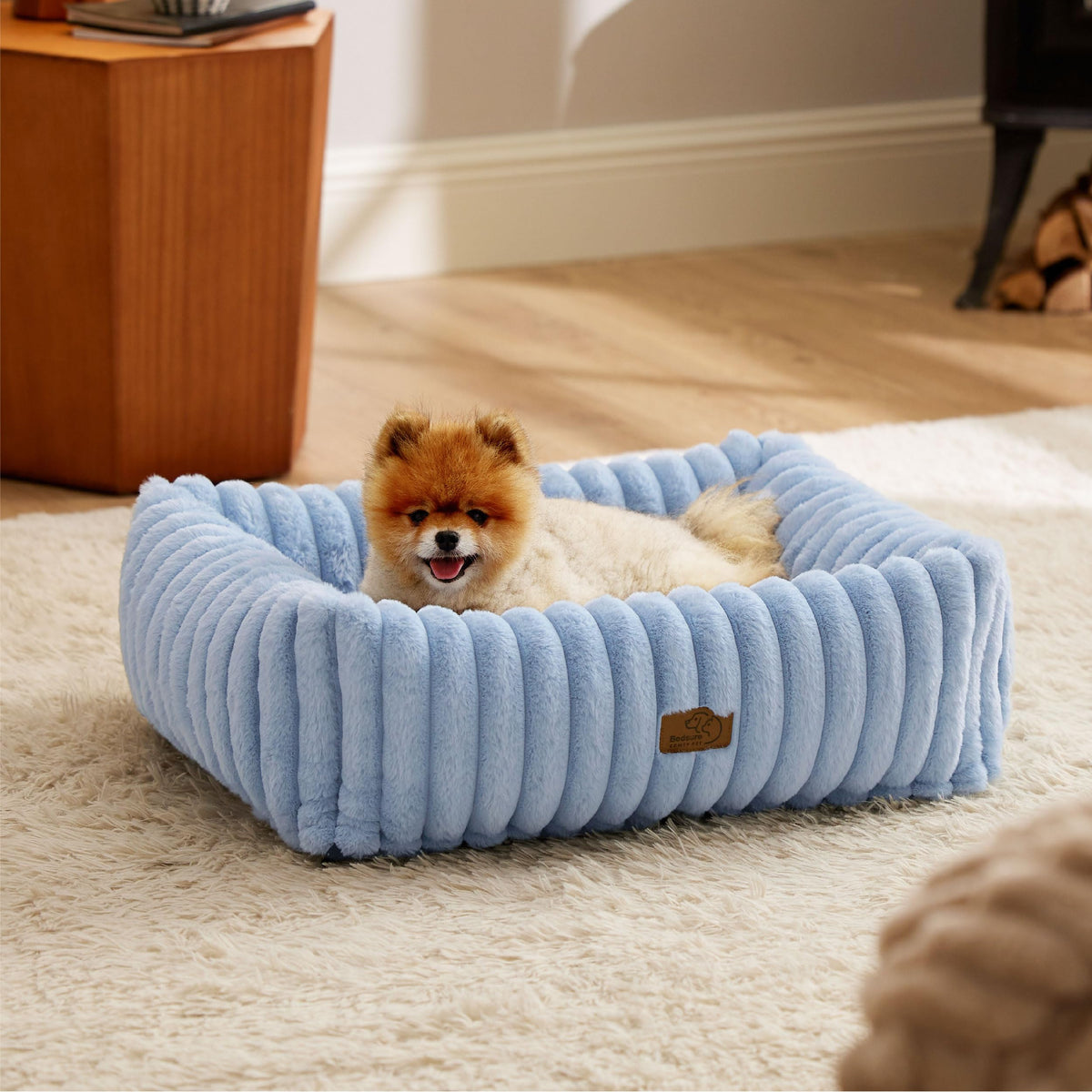 Bedsure ComfyFleece® Cute Dog Bed for Small Medium Dogs Washable,25in Cream