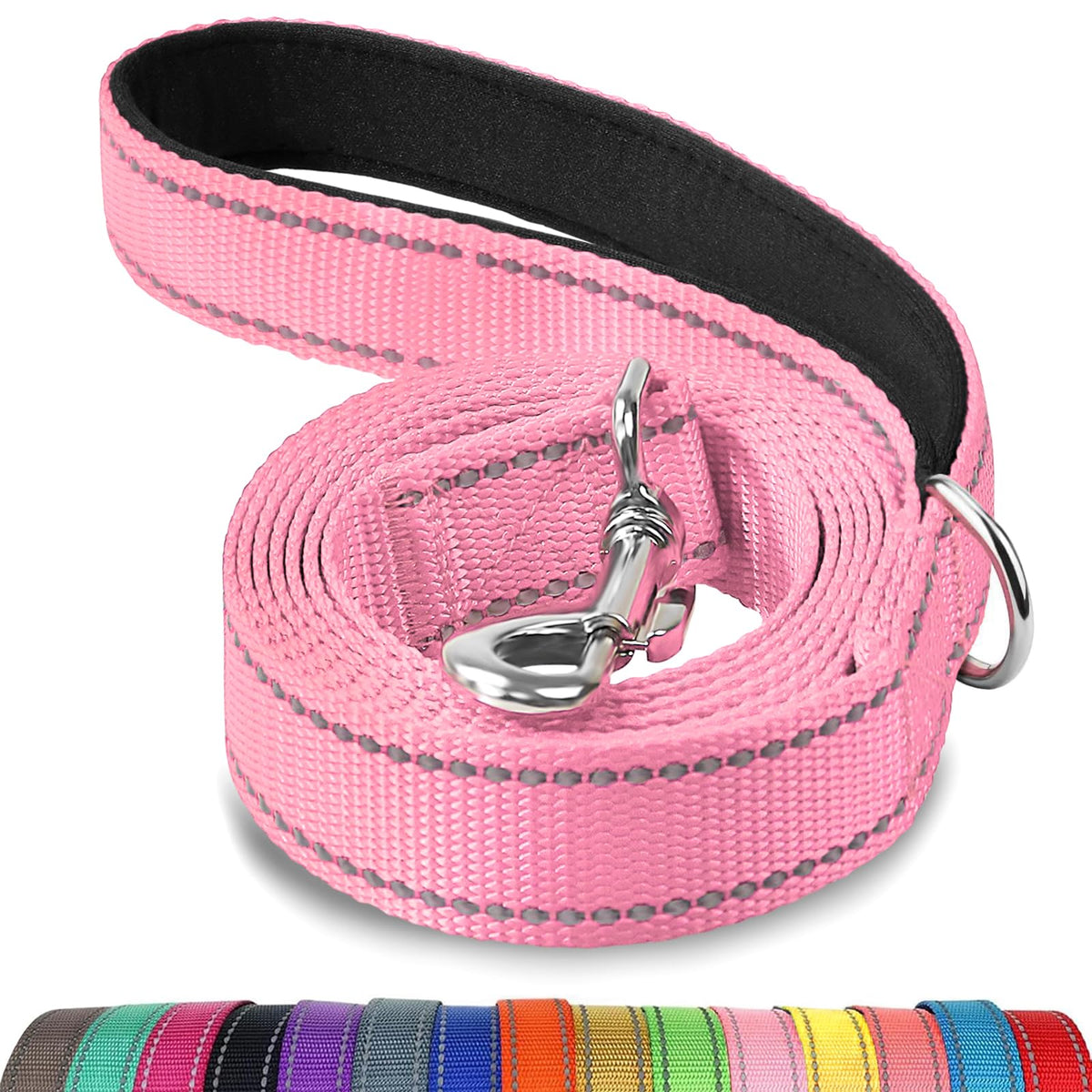 Joytale Dog Leash for Large Dogs that Pull, Double Handle, 6FT, Hot Pink