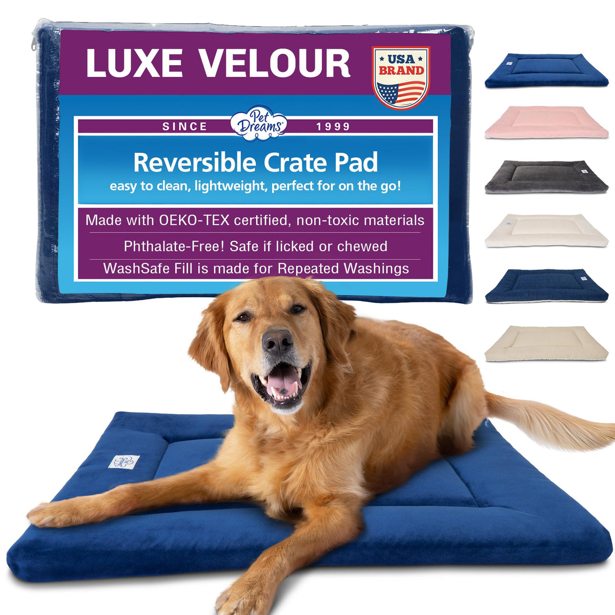 Pet Dreams Dog Crate Pad - Washable Kennel Mat, Crate Pads for Dog Cages, Non-Toxic, Flat Indoor Cat Bed, Fits iCrate 18, 24, 30, 36, 42, 48 Inches (Grey, Small, 24")