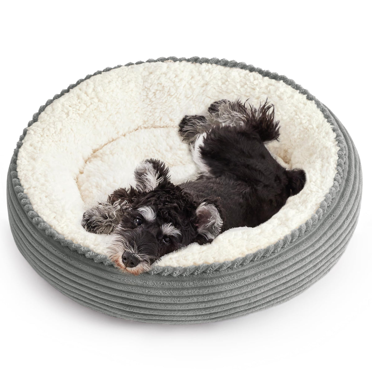 Love's cabin Round Donut Cat and Dog Cushion Bed, 20in Pet Bed for Cats or Small Dogs, Anti-Slip & Water-Resistant Bottom, Soft Durable Fabric Pet beds, Washable Luxury Cat Dog Bed Lavender Stripe