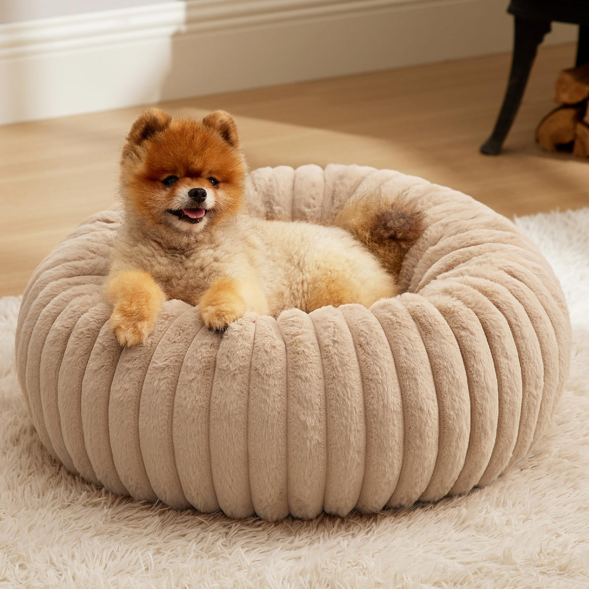 Bedsure ComfyFleece® Donut Dog Bed Medium Size Dog with Washable Cover