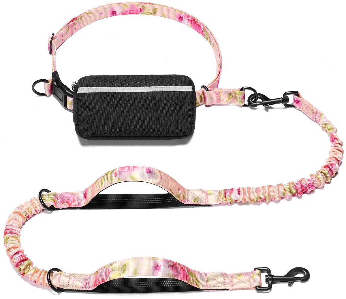iYoShop Hands Free Dog Leash with Zipper Pouch, Large, 25-120 lbs, Black