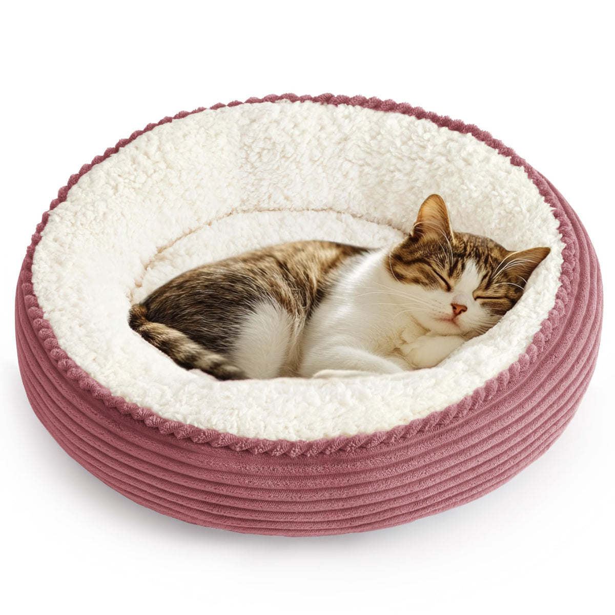 Love's cabin Round Donut Cat and Dog Cushion Bed, 20in Bed for Cats or Small Dogs, Anti-Slip & Water-Resistant Bottom, Super Soft Durable Fabric Pet Beds, Washable Luxury Cat & Dog Bed Gray