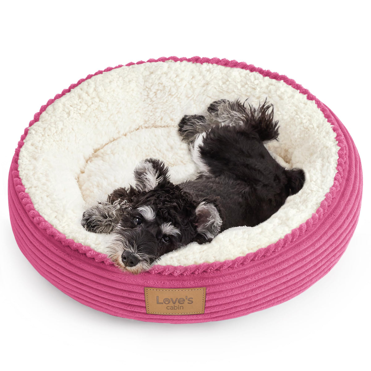 Love's cabin Round Donut Cat and Dog Cushion Bed, 20in Pet Bed for Cats or Small Dogs, Anti-Slip & Water-Resistant Bottom, Soft Durable Fabric Pet beds, Washable Luxury Cat Dog Bed Lavender Stripe