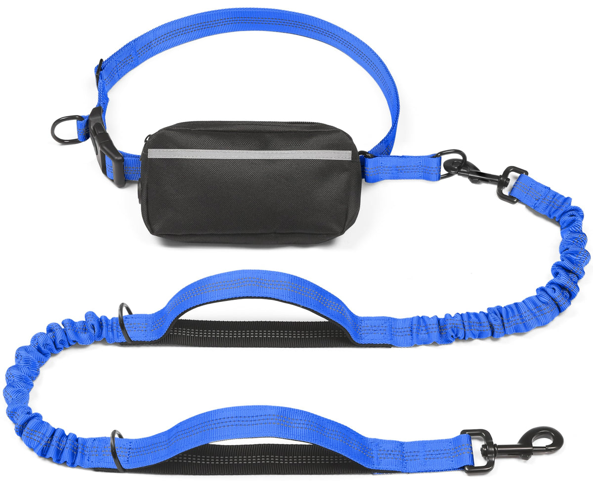 iYoShop Hands Free Dog Leash with Zipper Pouch, Large, 25-120 lbs, Black