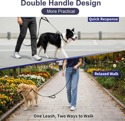 2 Pack Dog Leash, 6 FT Heavy Duty Dual Handle Reflective Leash for Dogs