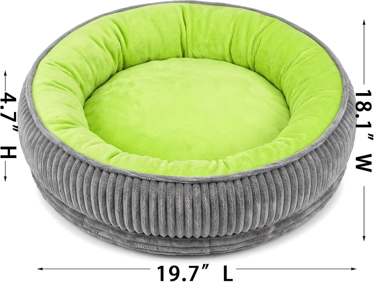 Calming Dog Bed for Small Dogs, Velvet Corduroy Washable Donut Pet Bed