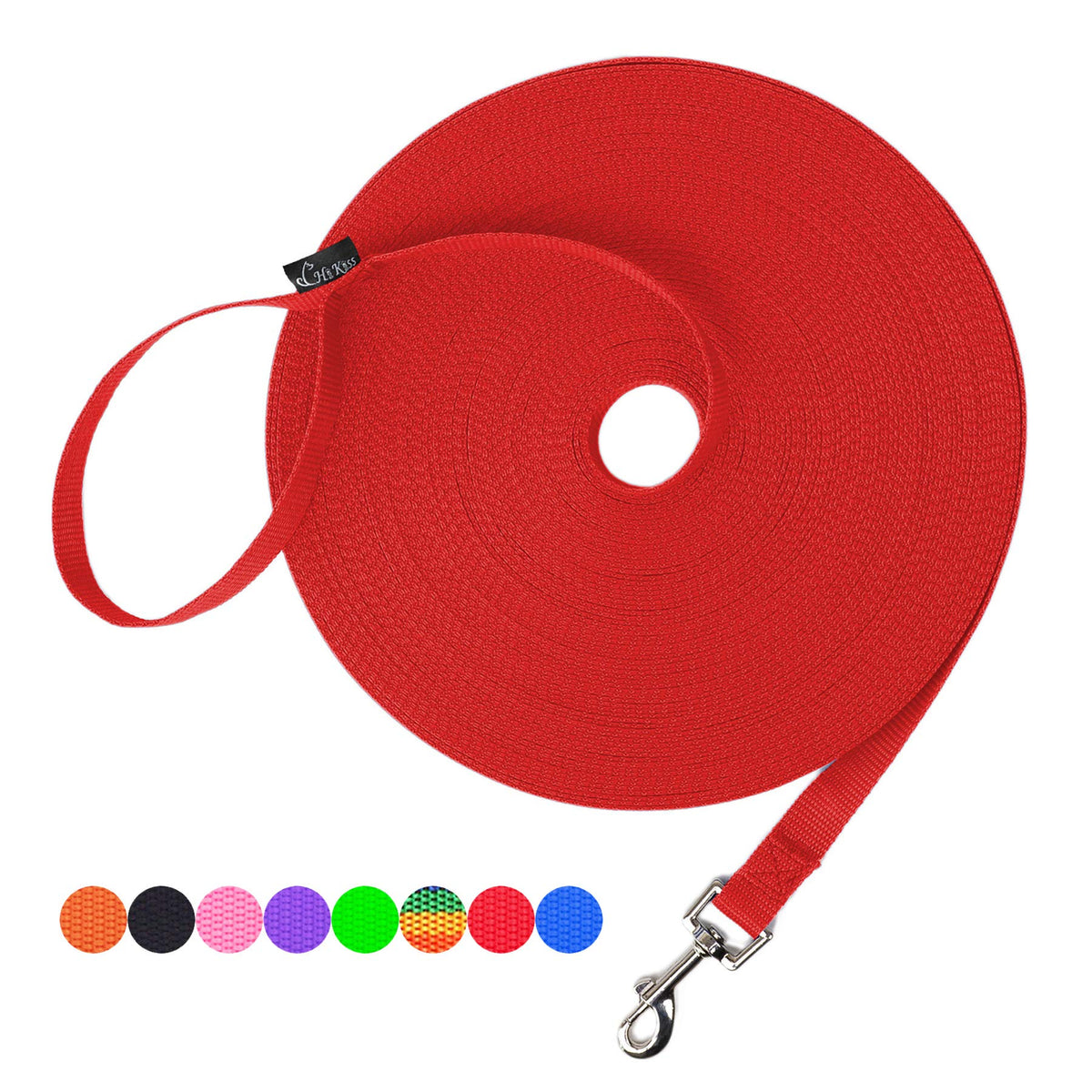 Hi Kiss Dog/Puppy Obedience Recall Agility Lead - 15ft 20ft 30ft 50ft 100ft Leash - Great for Training, Play, Camping, or Backyard - Orange 20ft