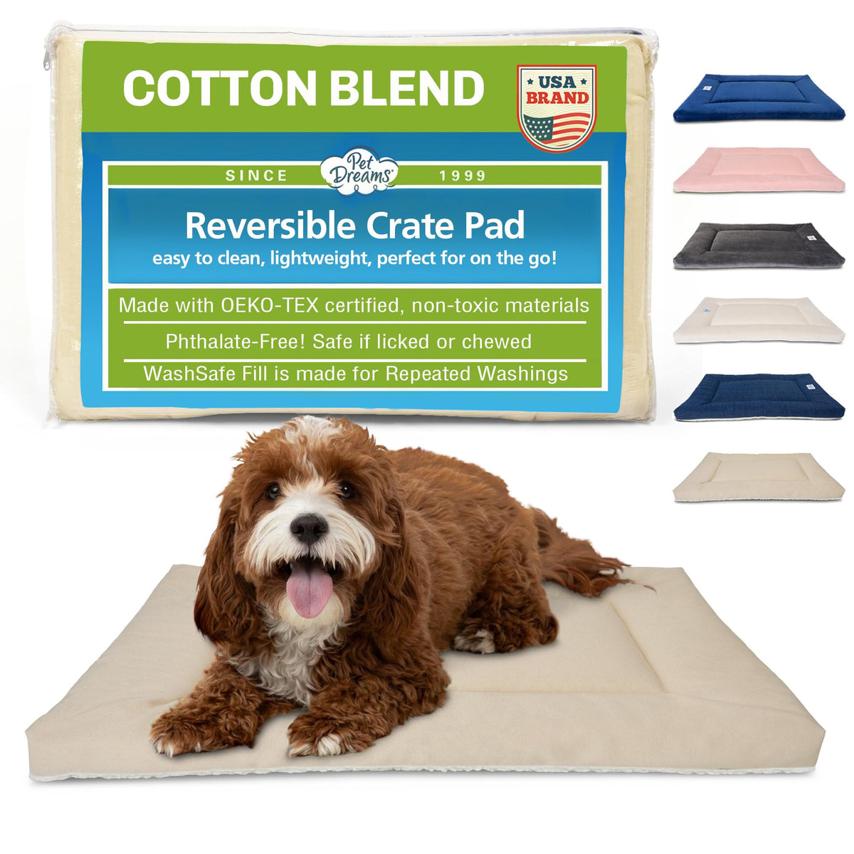 Pet Dreams Dog Crate Pad - Washable Kennel Mat, Crate Pads for Dog Cages, Non-Toxic, Flat Indoor Cat Bed, Fits iCrate 18, 24, 30, 36, 42, 48 Inches (Grey, Small, 24")
