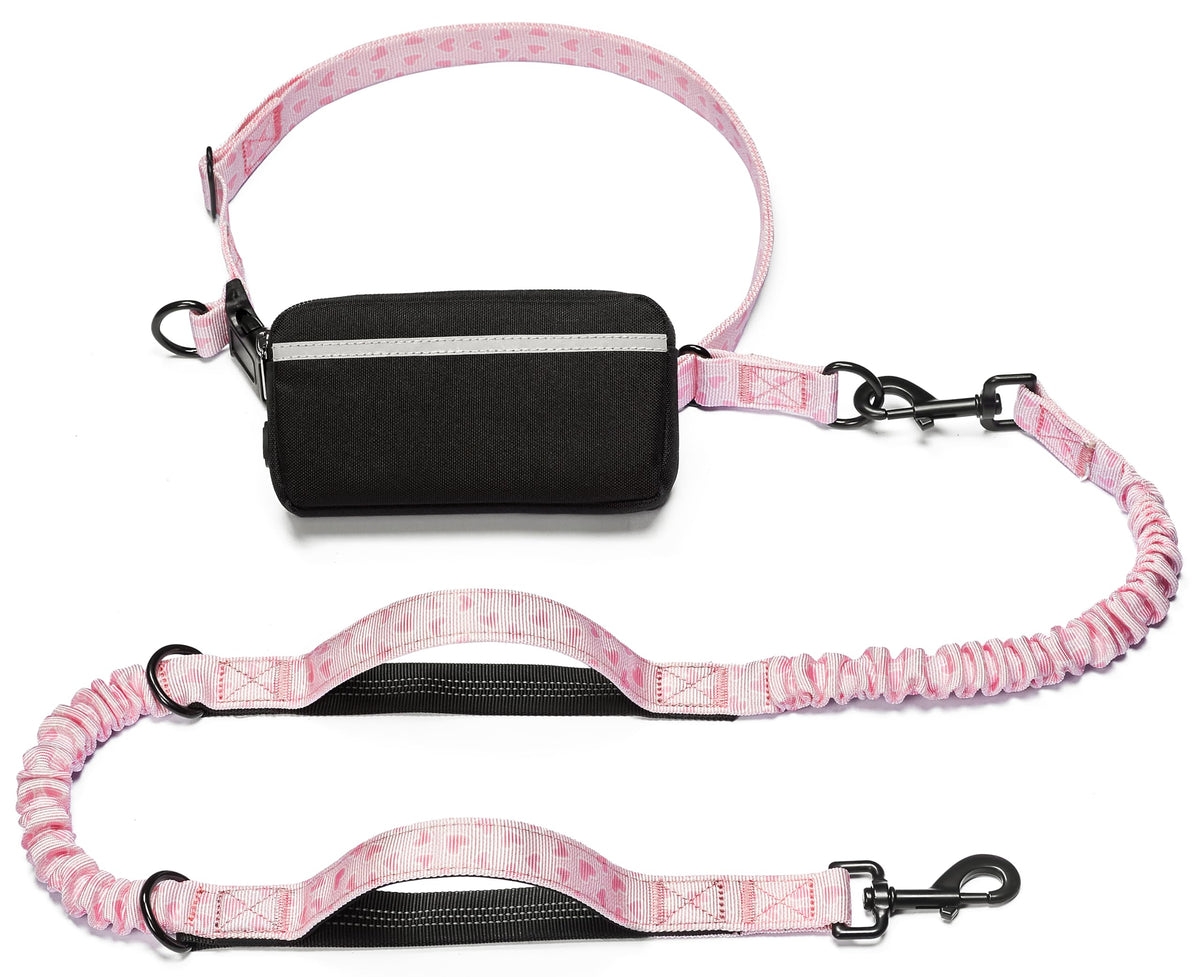 iYoShop Hands Free Dog Leash with Zipper Pouch, Large, 25-120 lbs, Black