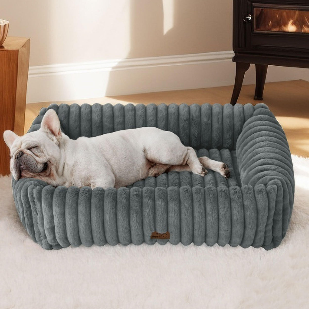 Bedsure ComfyFleece® Cute Dog Bed for Small Medium Dogs Washable,25in Cream