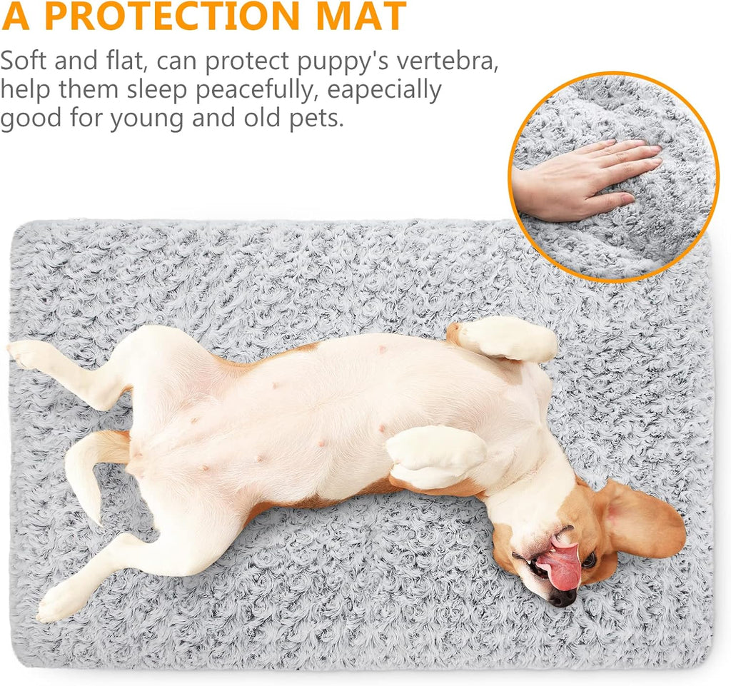 Dog Bed Kennel Pad Washable Anti-Slip Crate Mat for Small Dogs and Cats (24-inch)