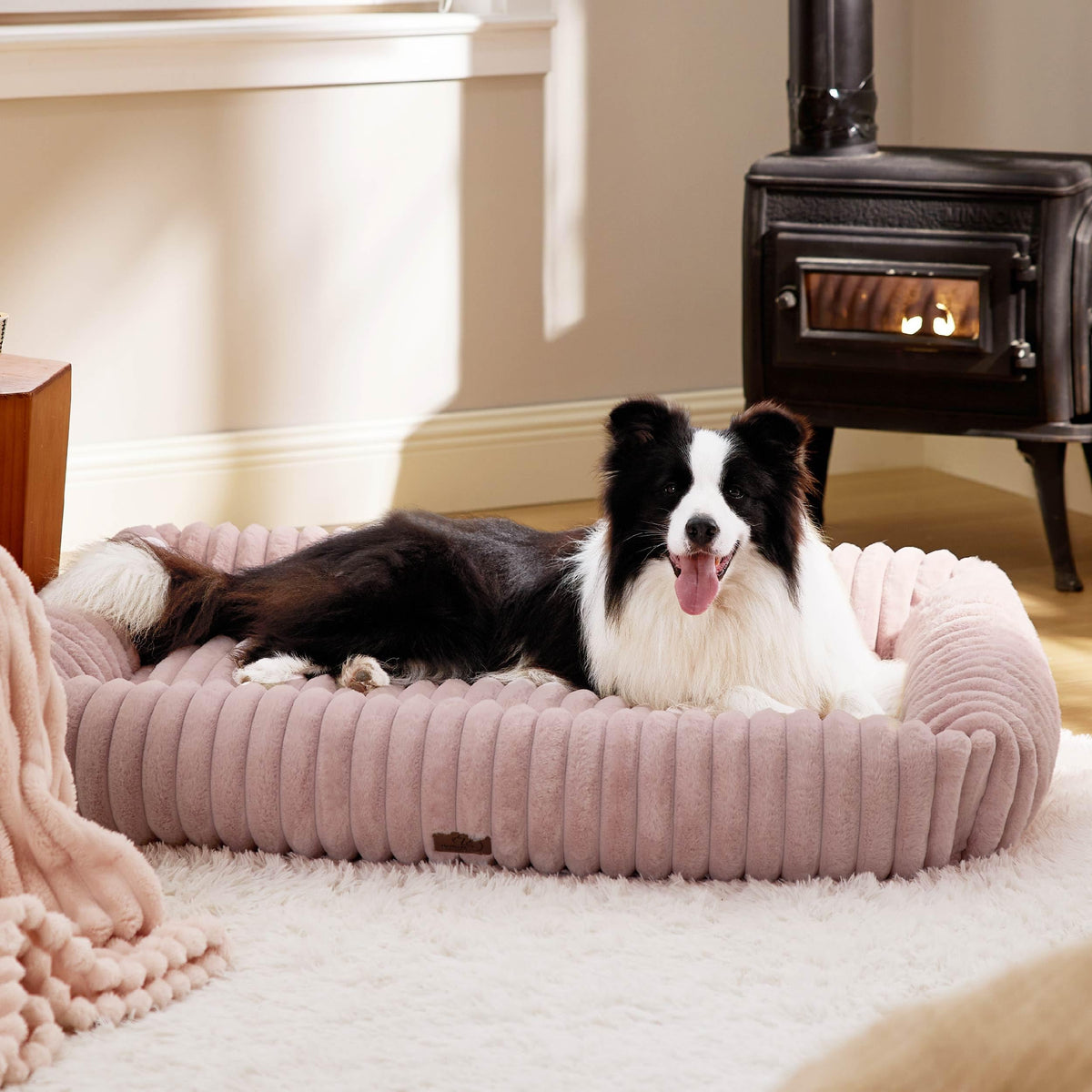 Bedsure ComfyFleece® Cute Dog Bed for Small Medium Dogs Washable,25in Cream