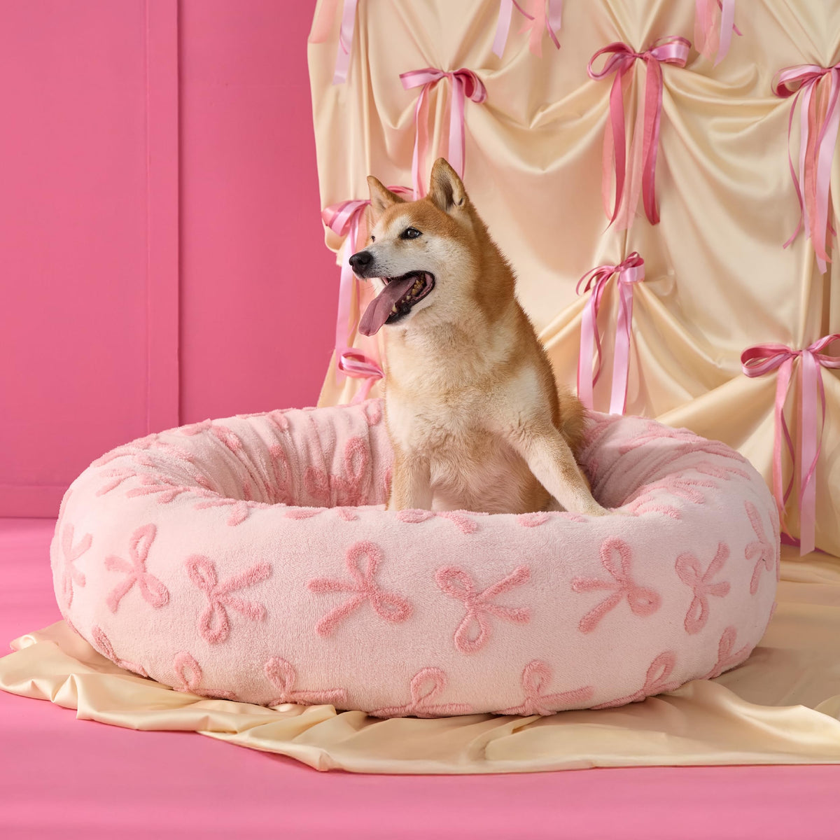LE SURE Shown on TV Jacquard Donut Dog Beds Large Sized Dog,Green 36x36x8in